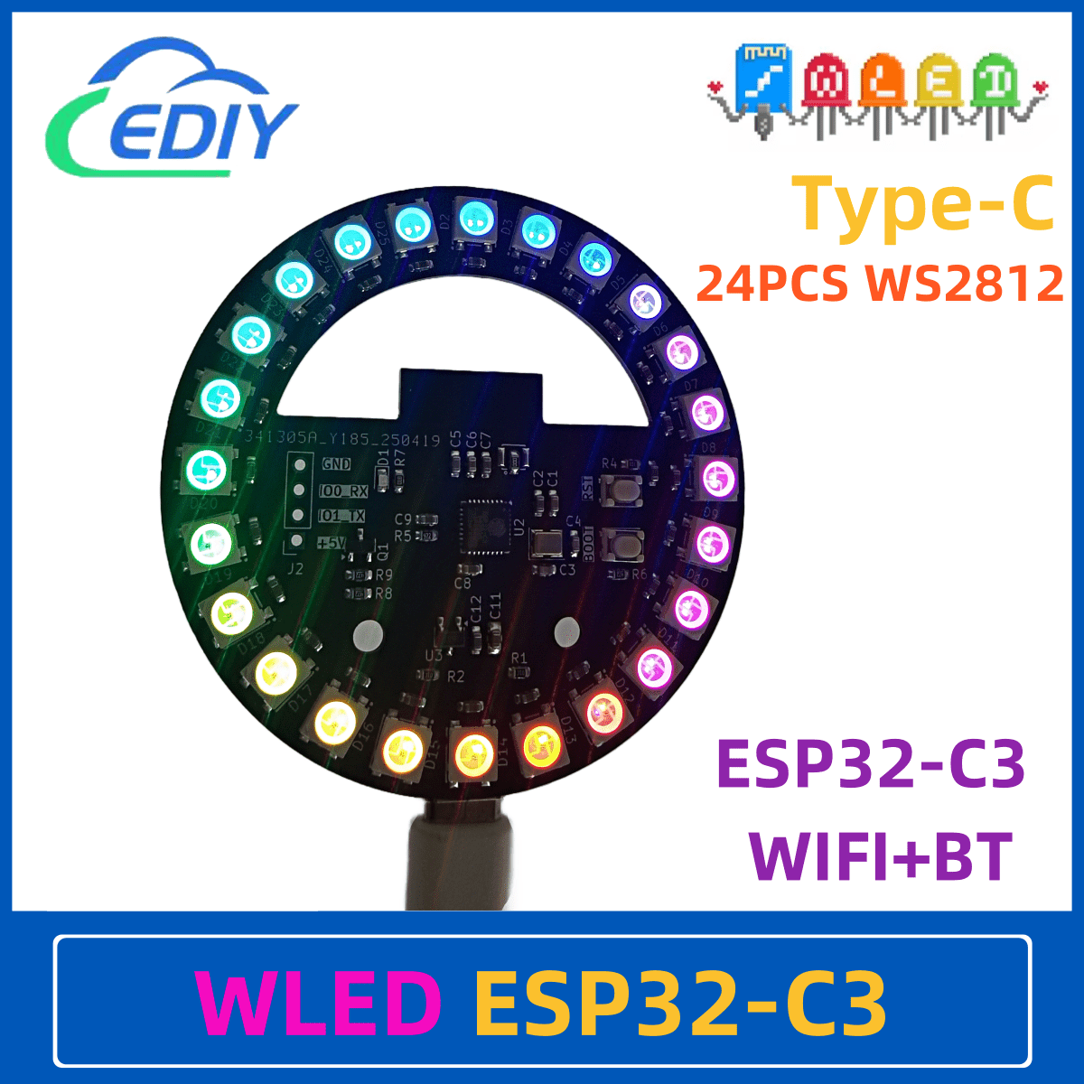 WLED ESP32-C3 개발 보드 원형 다채로운 조명 - Esp32 C3 리뷰 및 가격
